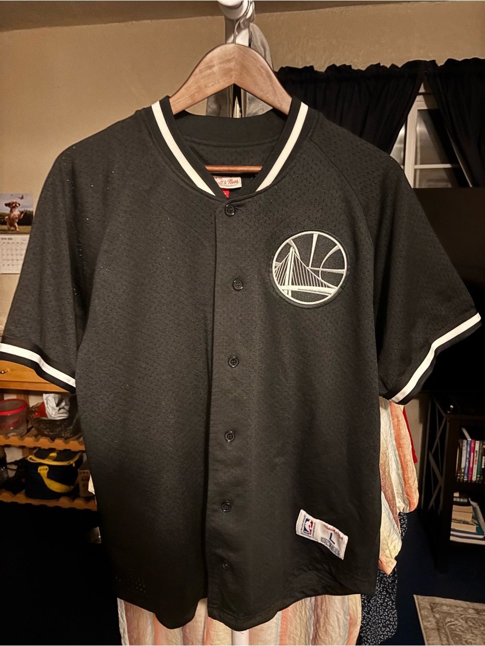 Mitchell & Ness Black and White Golden State Button-Up Jersey